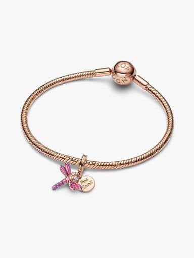 Podwójny charms-zawieszka Różowa ważka