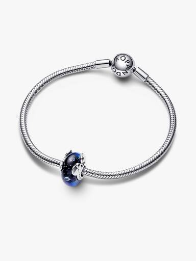 Charms Disney Myszka Miki i Myszka Minnie z niebieskiego szkła Murano