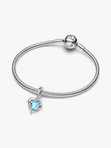 Charms-zawieszka z błękitnym szkłem Murano Delfiny