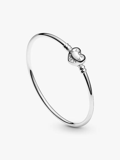 Bransoletka bangle z zapięciem w kształcie serca i logo
