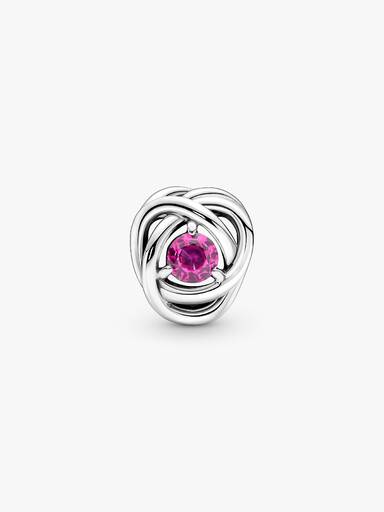 Październik Charms Urodzinowy Różowy symbol wieczności