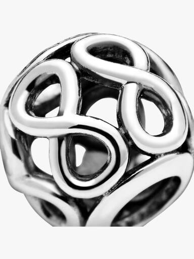 Ażurowy charms z symbolami nieskończoności
