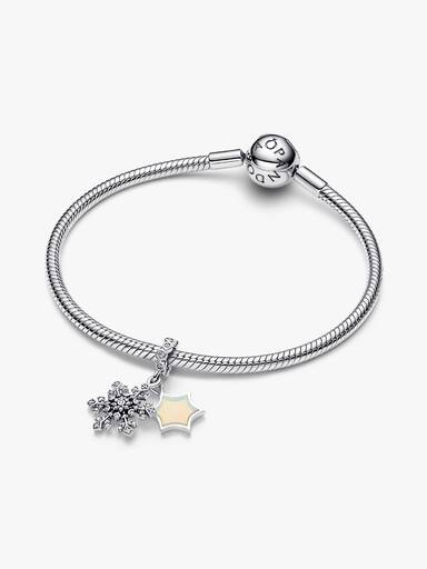 Podwójny charms-zawieszka Opalizująca śnieżynka