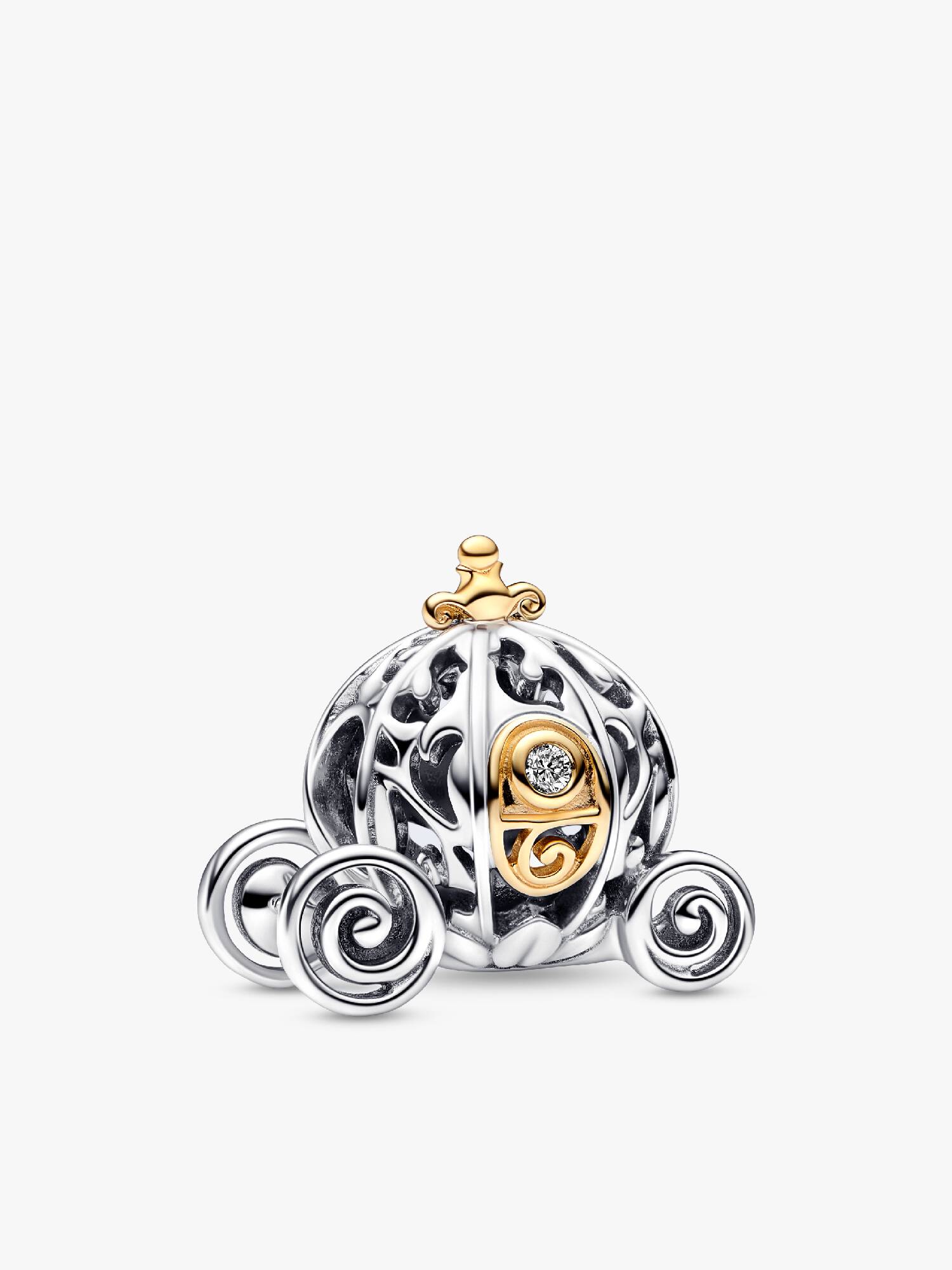 Disney 100 Charms Zaczarowana karoca Kopciuszka z 0.015 karatowym diamentem wyhodowanym w laboratorium