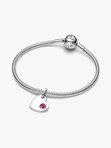 Lipiec Charms-zawieszka do grawerowania w kształcie serca z purpurowym kamieniem