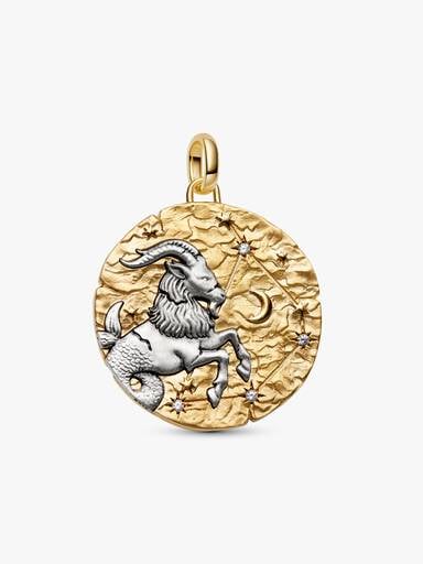 Duży charms-medalion ze znakiem zodiaku Koziorożec