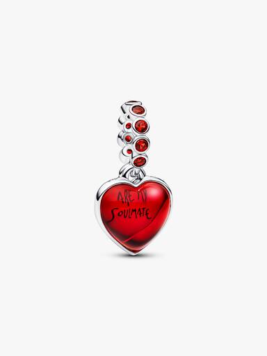 Podwójny charms-zawieszka Serce z czerwonego szkła Murano