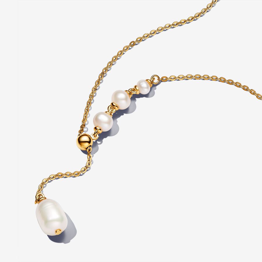 Naszyjnik z wisiorkiem z obrobioną słodkowodną perłą hodowaną image number 0