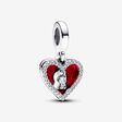Podwójny charms-zawieszka w kształcie czerwonego serca z dziurką od klucza