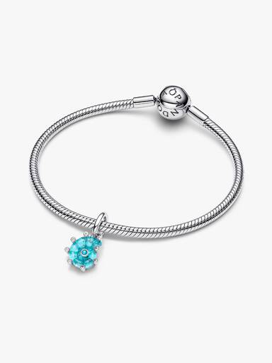 Charms-zawieszka Ślimak morski z niebieskiego szkła Murano