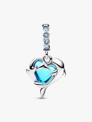 Charms-zawieszka z błękitnym szkłem Murano Delfiny