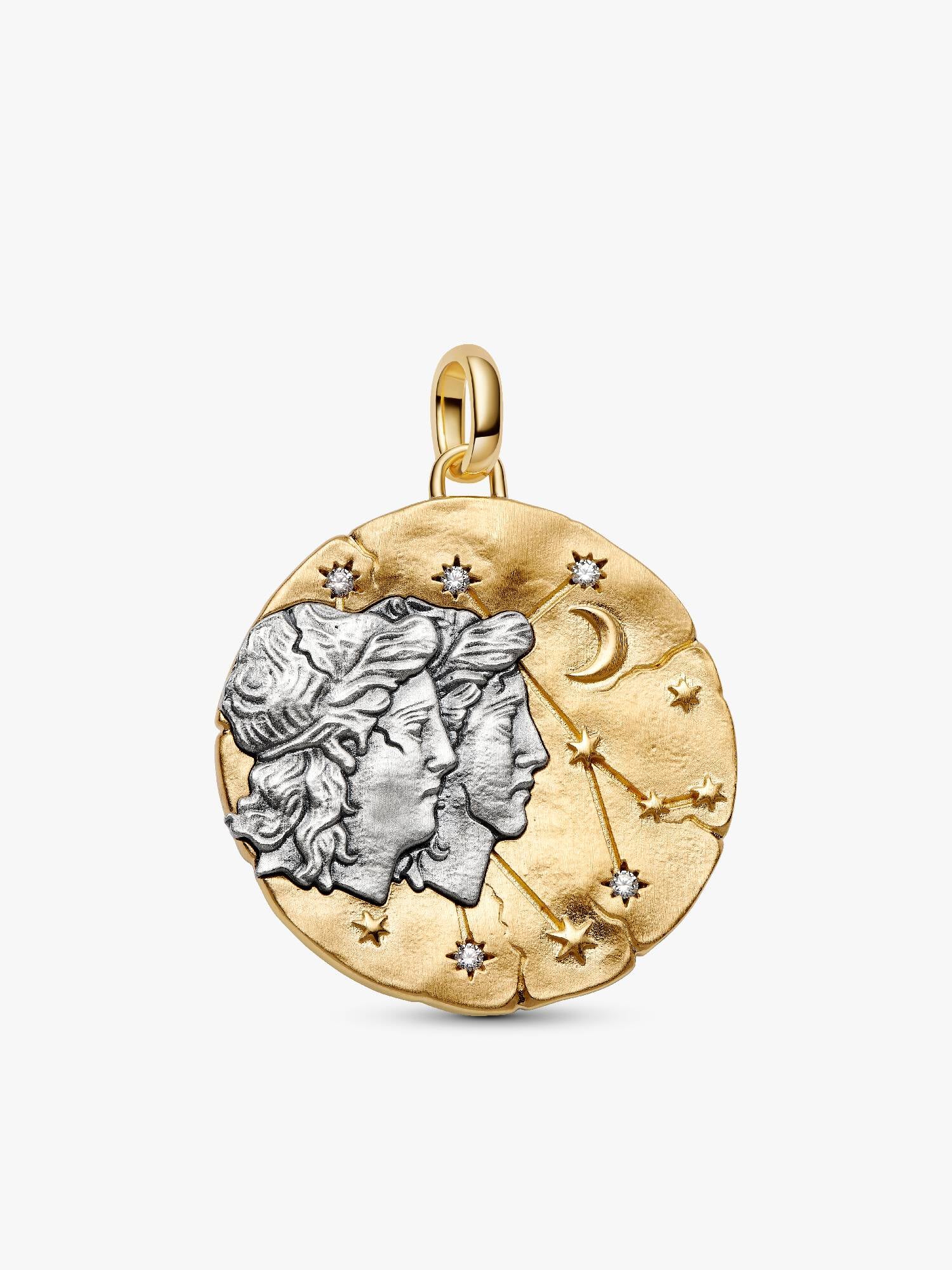 Duży charms-medalion ze znakiem zodiaku Bliźnięta