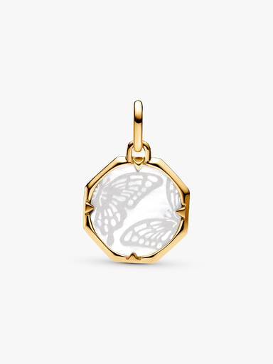 Charms-medalion Perłowozłoty motyl