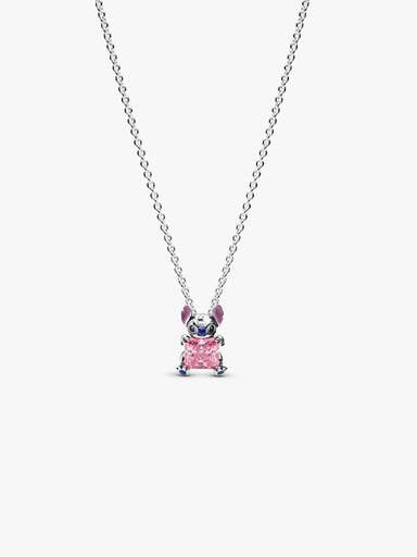 Krótki naszyjnik Disney Stitch z różowym kamieniem