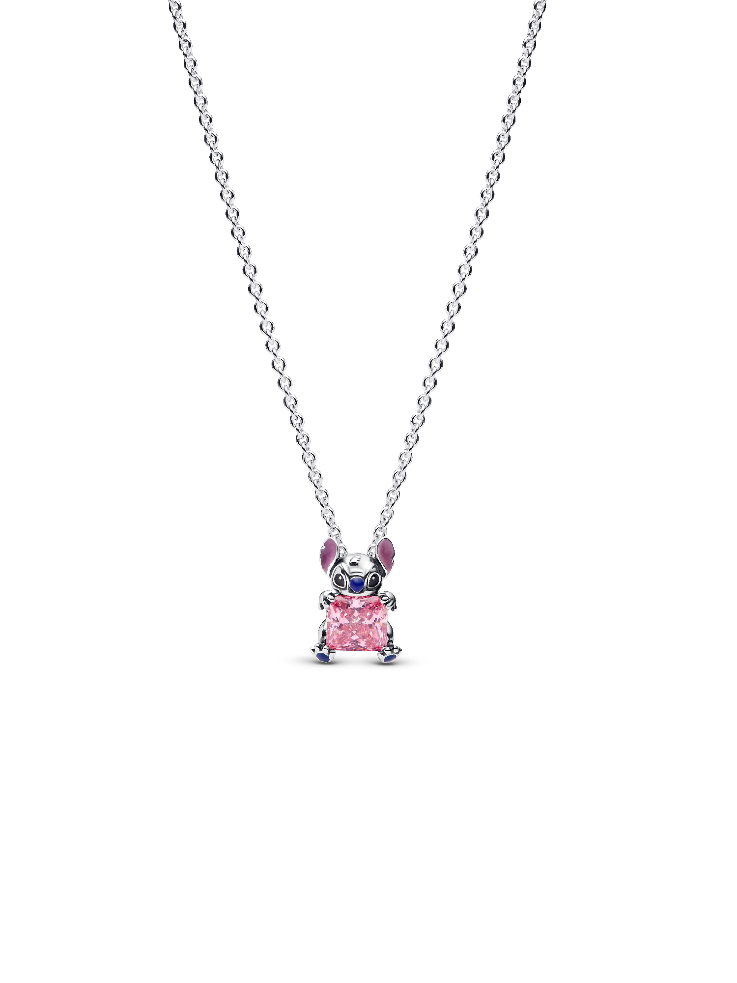 Krótki naszyjnik Disney Stitch z różowym kamieniem