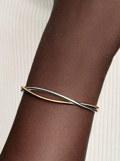 Dwutonowa otwarta bransoletka bangle