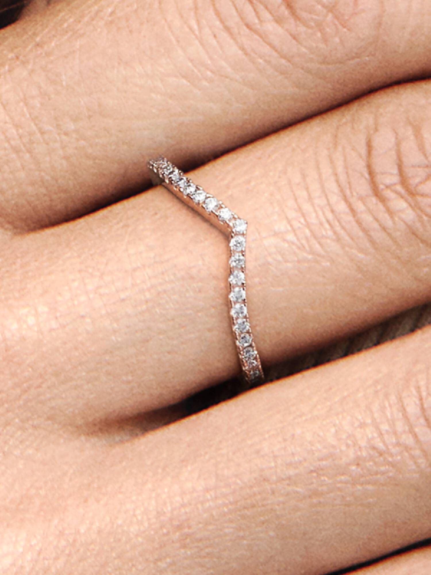 Błyszczący pierścionek wishbone, Platerowanie z 14k różowego złota
