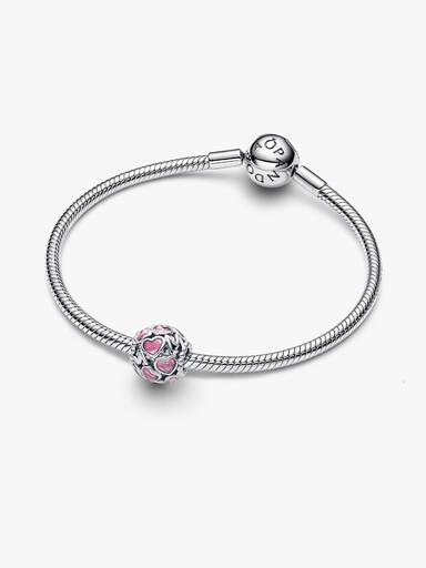 Ażurowy charms Różowe serca dla mamy