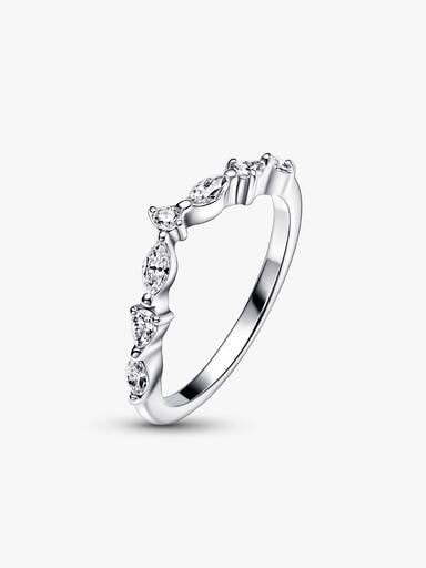 Lśniący naprzemienny pierścionek Pandora Timeless Wish