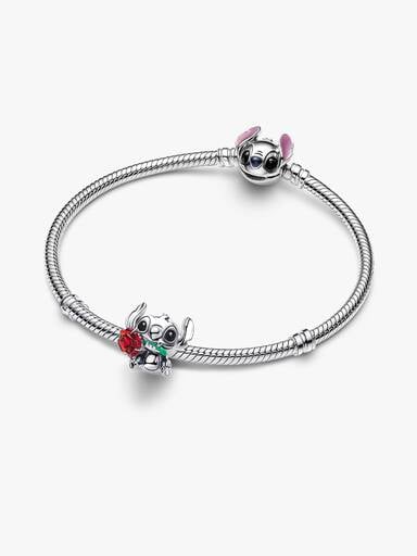 Charms ze szkła Murano Disney Stitch i róża