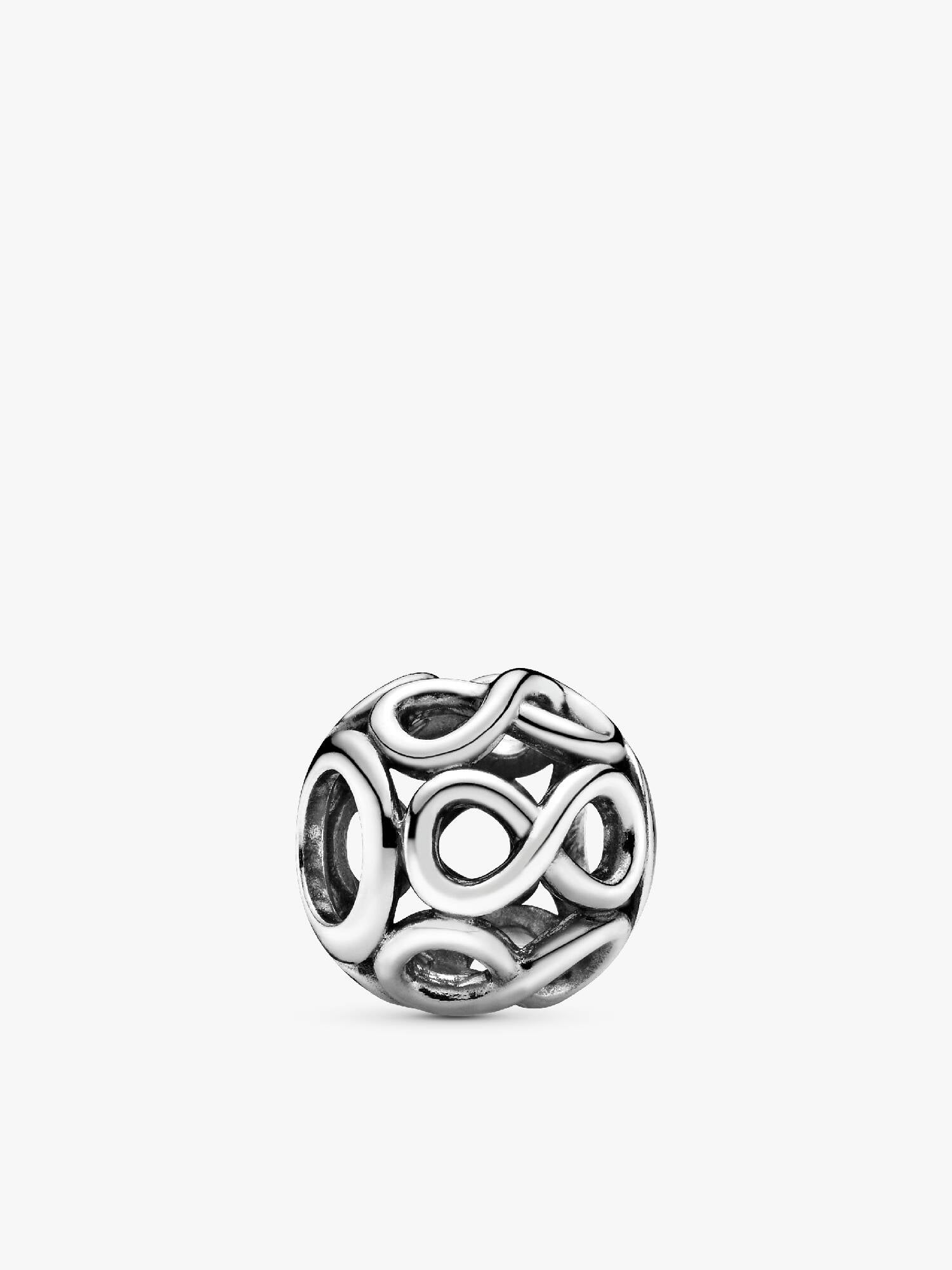 Ażurowy charms z symbolami nieskończoności