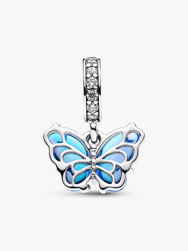 Charms-zawieszka Motyl z niebieskiego szkła Murano