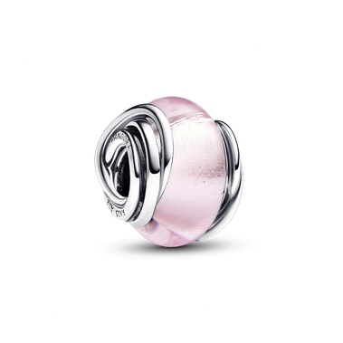 Charms ze srebra i różowego szkła Murano