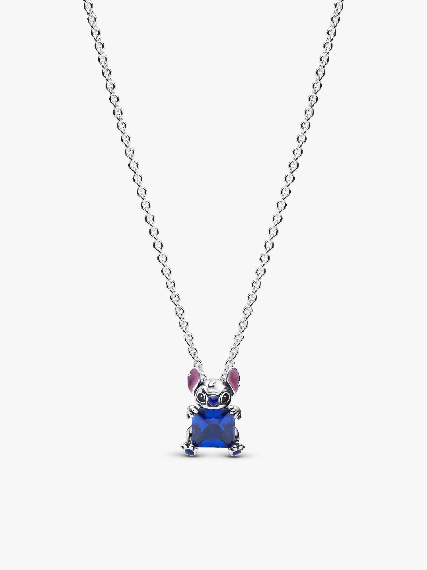 Krótki naszyjnik Disney Stitch z niebieskim kamieniem