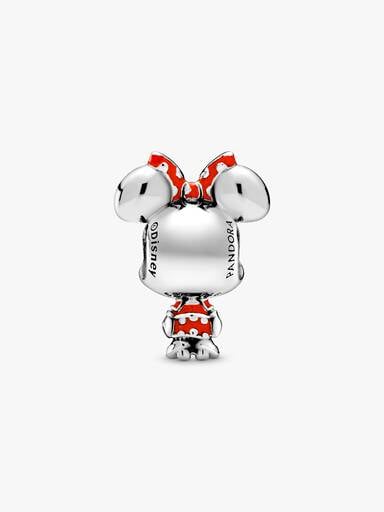 Disney Charms Myszka Minnie z sukienką i kokardą w grochy