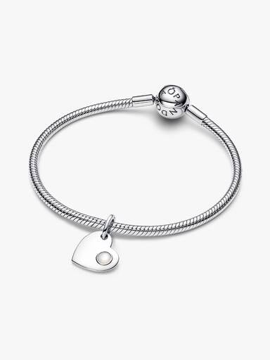 Czerwiec Charms-zawieszka do grawerowania w kształcie serca z białym kamieniem
