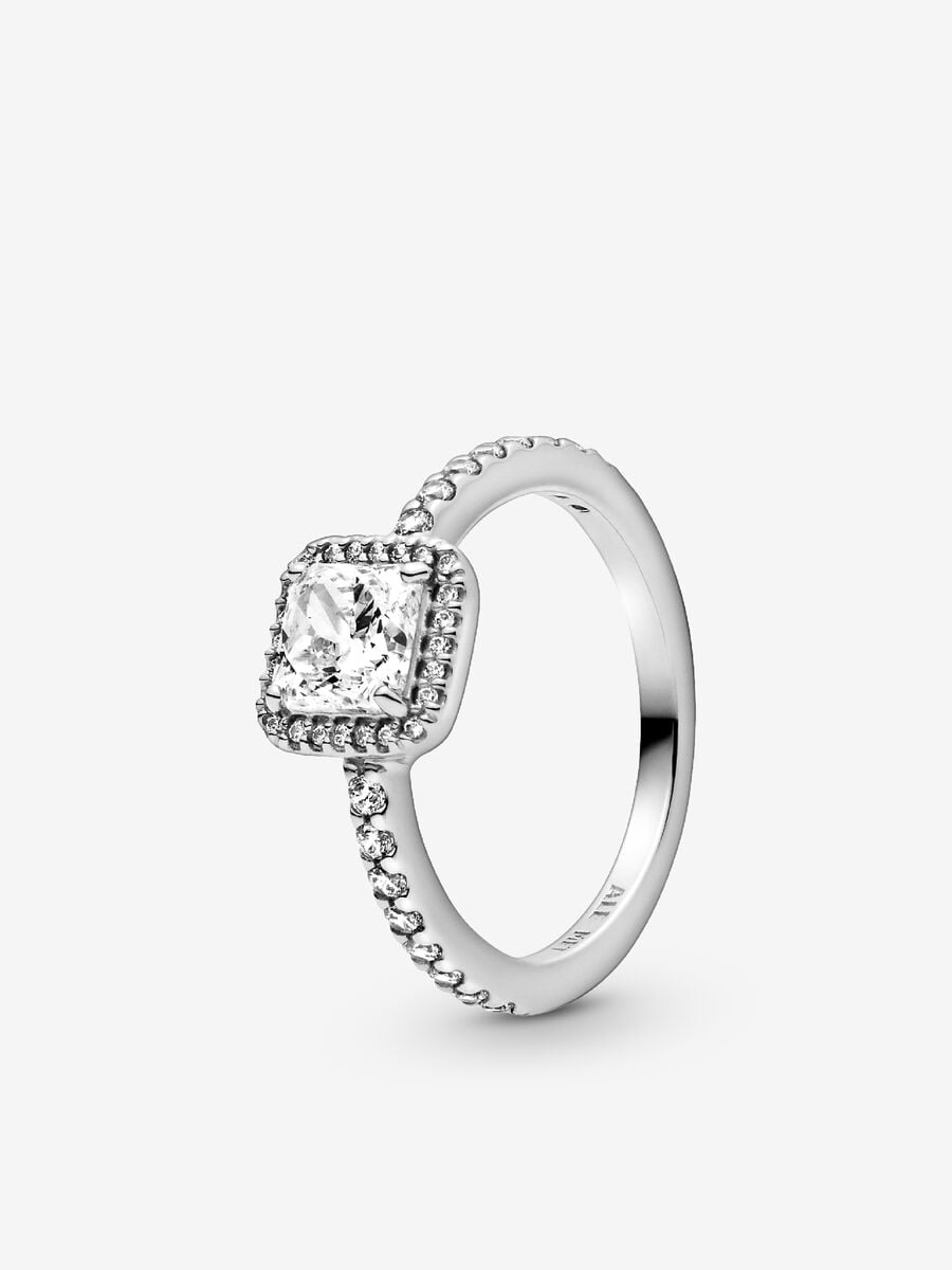 Bague Halo carrée scintillante