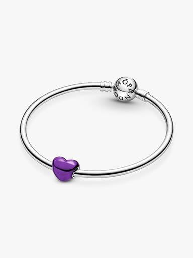 Charms Metaliczne fioletowe serce