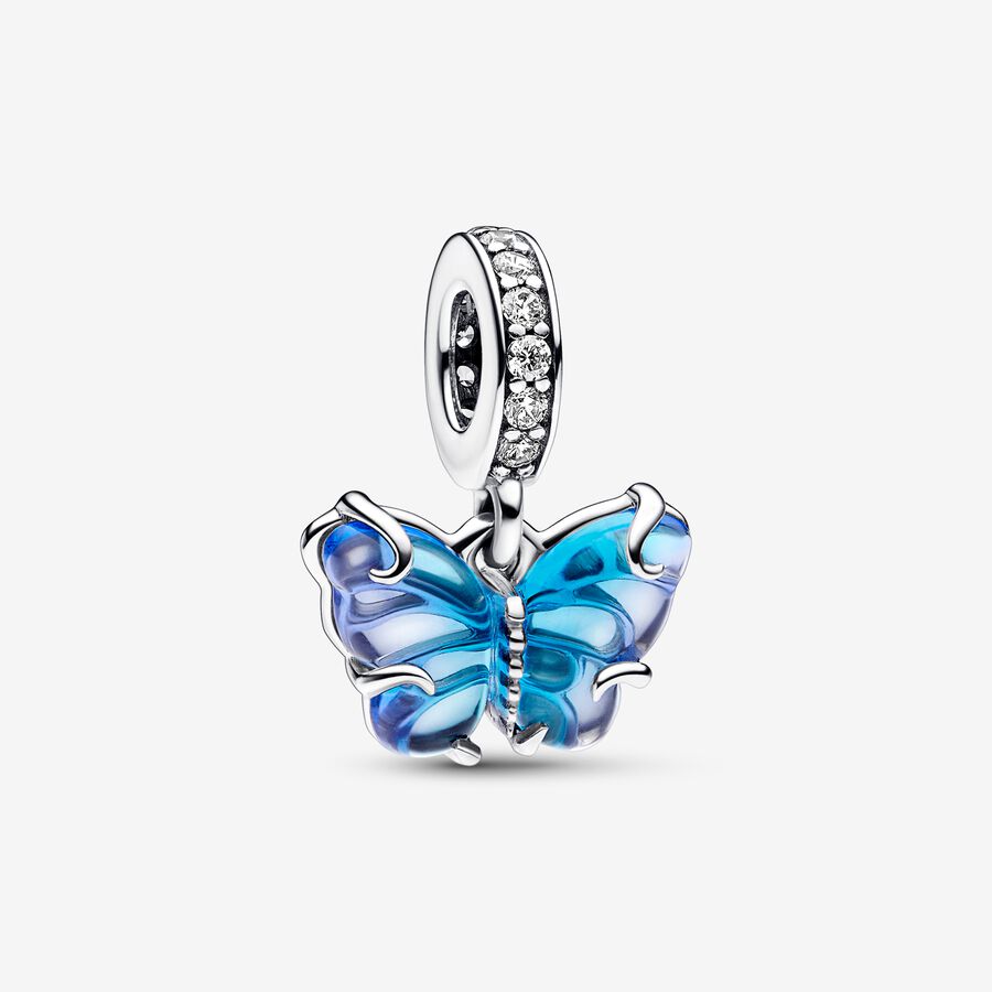 Charms-zawieszka Motyl z niebieskiego szkła Murano image number 0