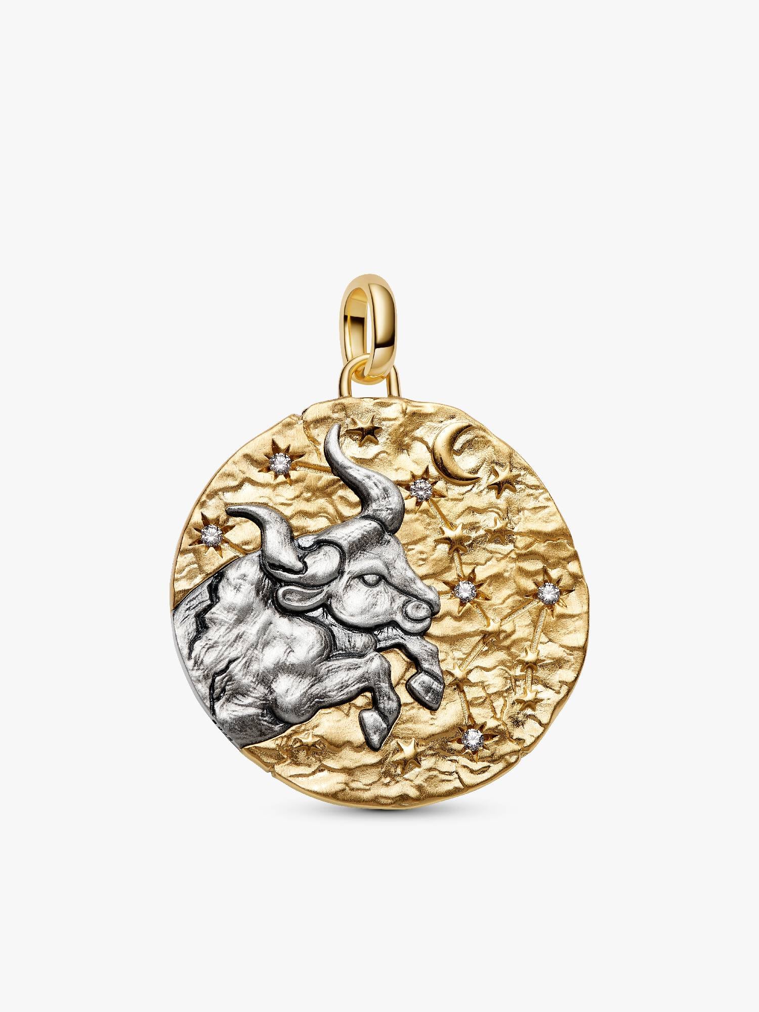 Duży charms-medalion ze znakiem zodiaku Byk