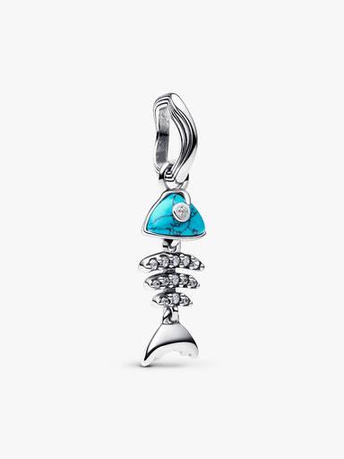 Charms-zawieszka Turkusowy szkielet ryby
