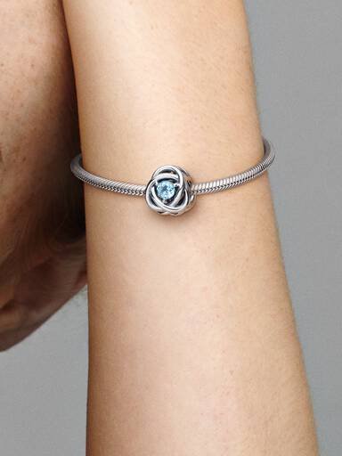Marzec Charms Urodzinowy Błękitny symbol wieczności