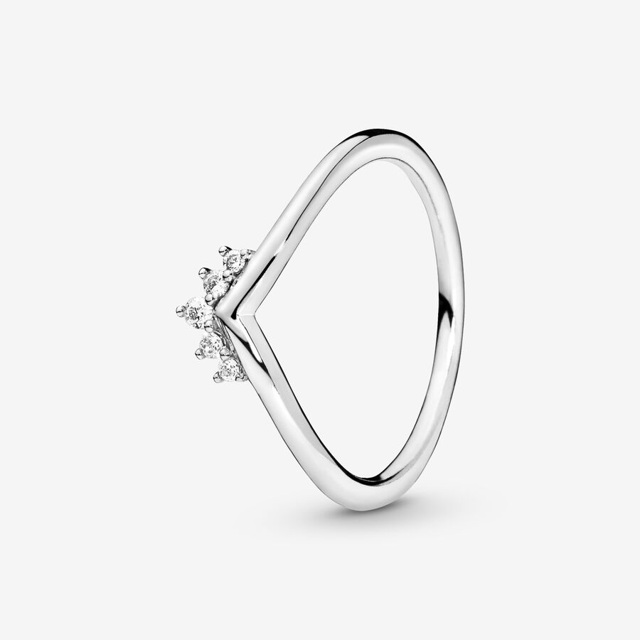 Srebrny pierścionek Wishbone, cyrkonia sześcienna image number 0