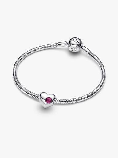 Charms do grawerowania w kształcie serca z purpurowym kamieniem