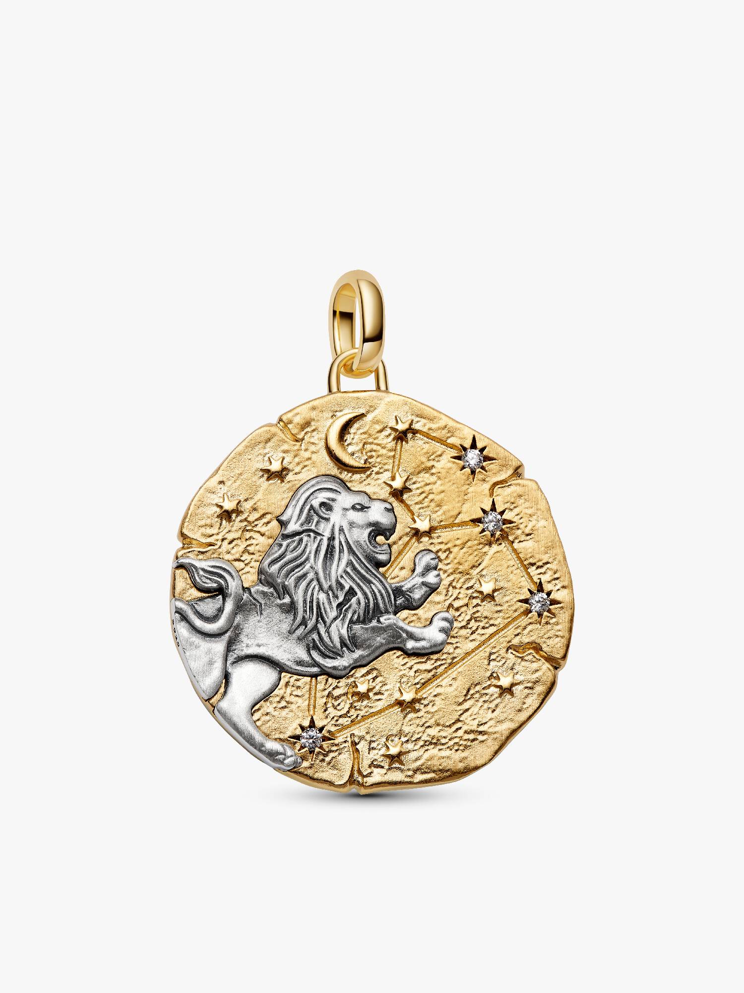Duży charms-medalion ze znakiem zodiaku Lew