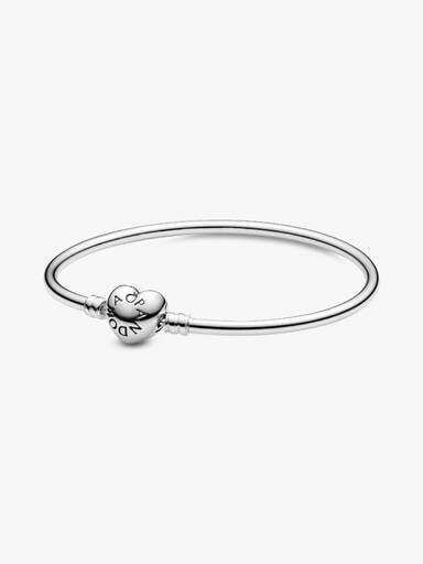 Bransoletka bangle z zapięciem w kształcie serca i logo