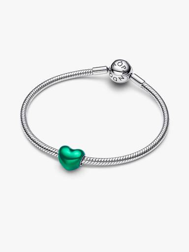 Charms Zielone metaliczne serce