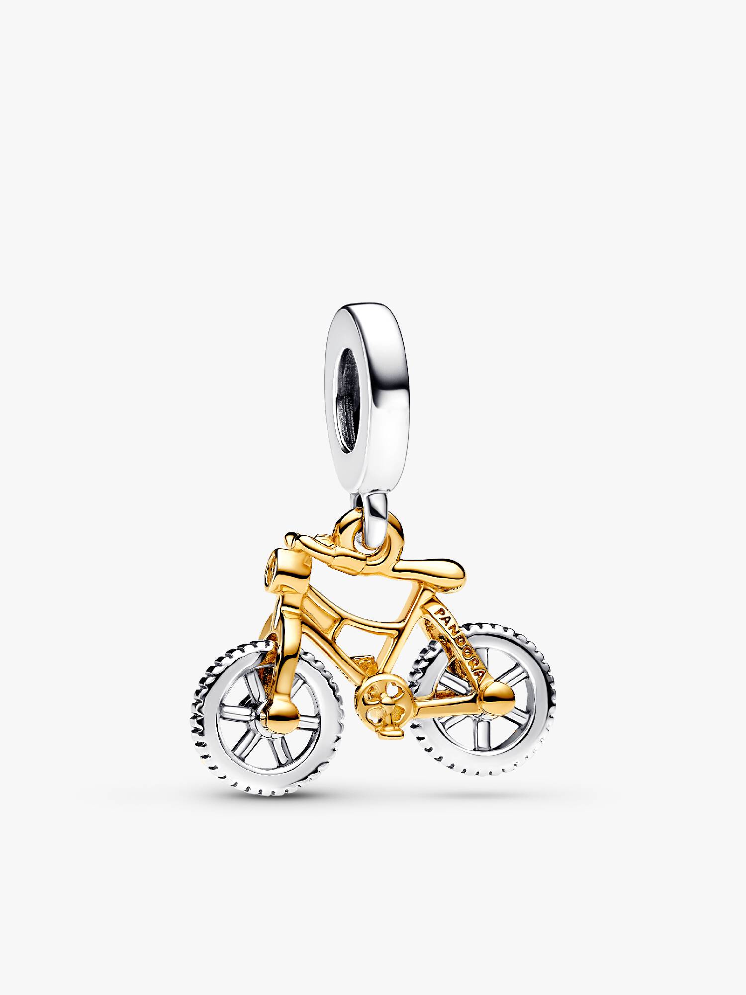 Dwutonowy charms-zawieszka Rower na obrotowych kołach