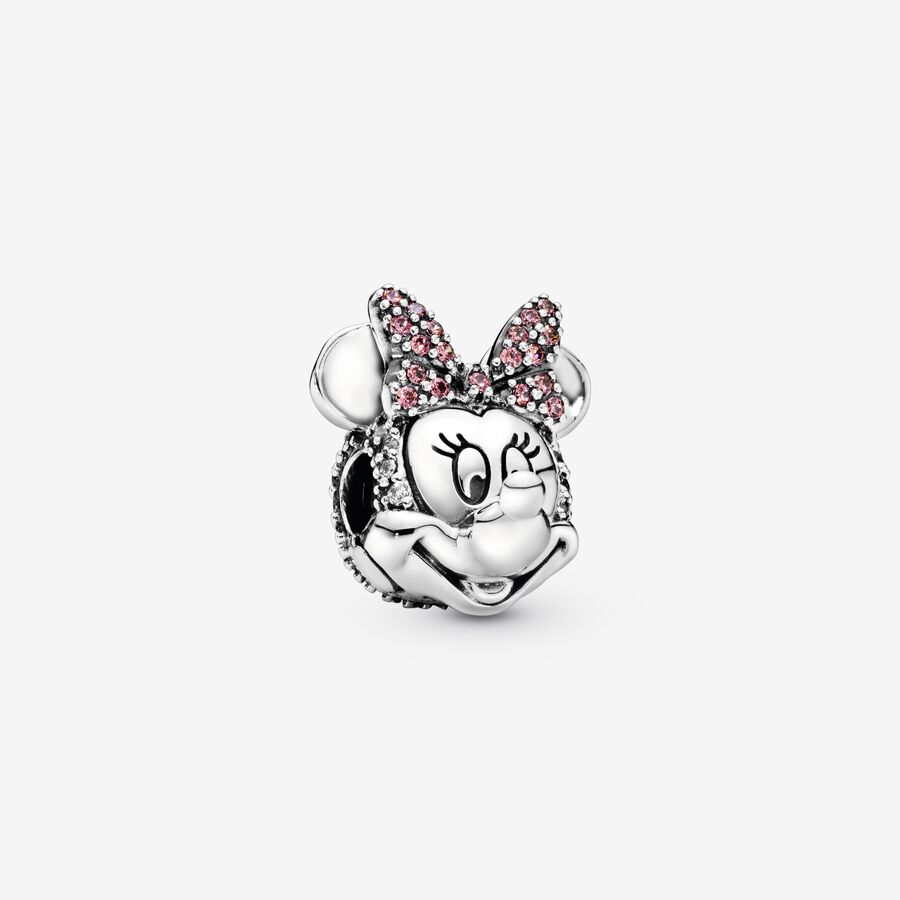 Disney, charms Myszka Minnie z różową kokardą pavé image number 0
