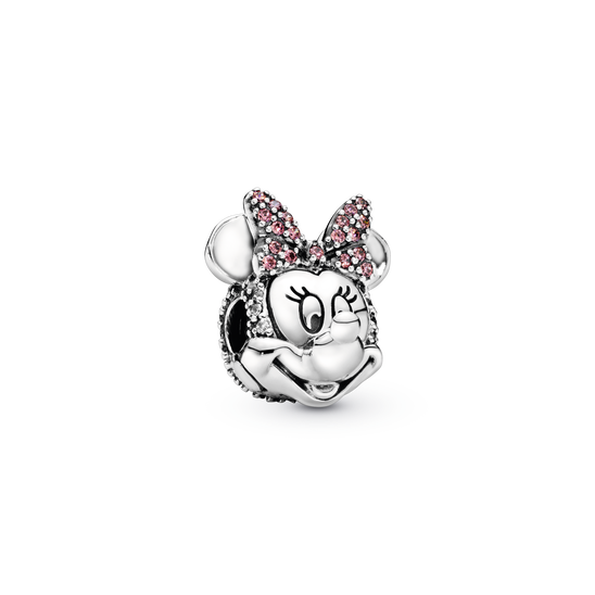Disney, charms Myszka Minnie z różową kokardą pavé