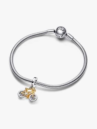 Dwutonowy charms-zawieszka Rower na obrotowych kołach