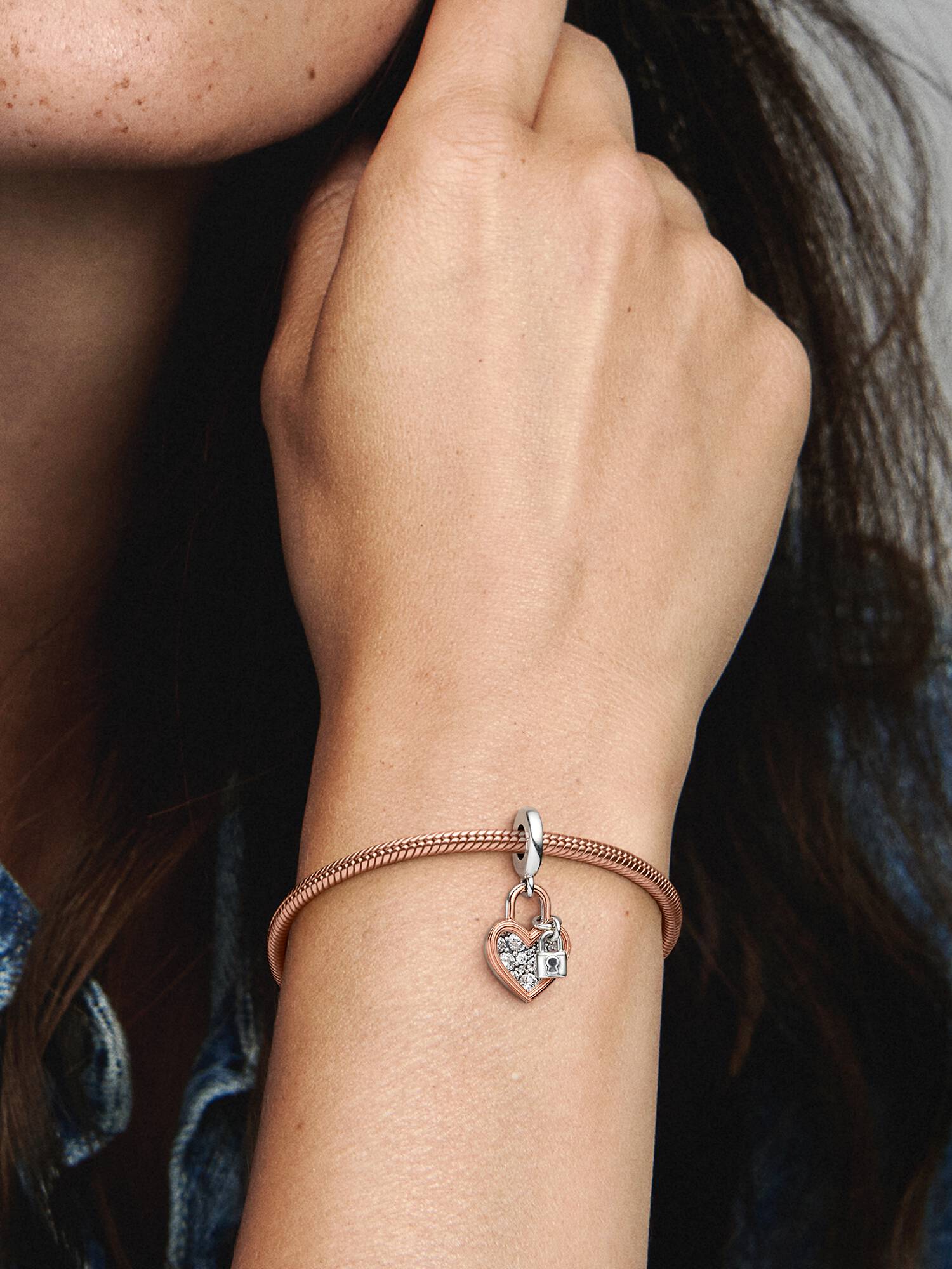 Podwójna zawieszka Serce z kłódką