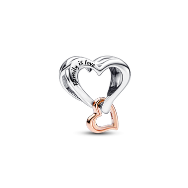 Dwutonowy ażurowy charms w kształcie serca z symbolem nieskończoności
