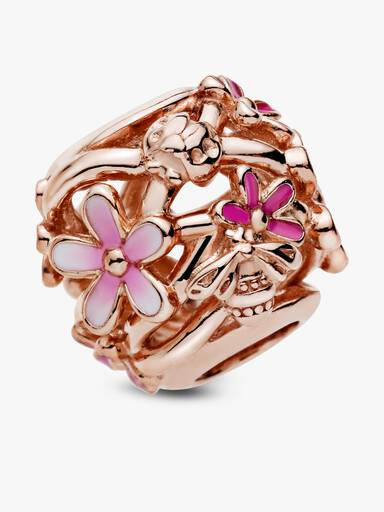 Charms Różowa ażurowa stokrotka