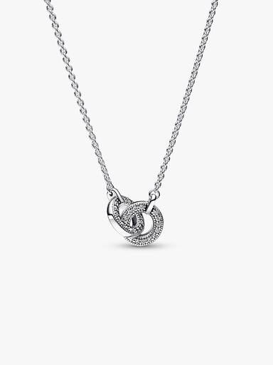 Naszyjnik ze splecionymi zawieszkami pavé z logo Pandora Signature