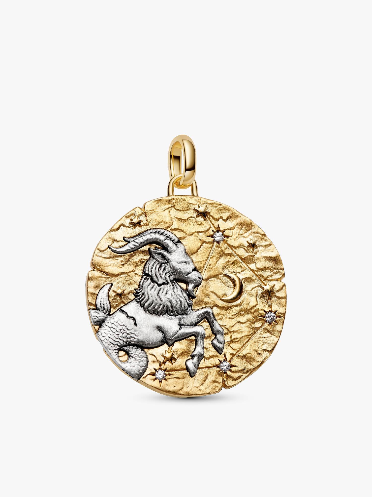Duży charms-medalion ze znakiem zodiaku Koziorożec